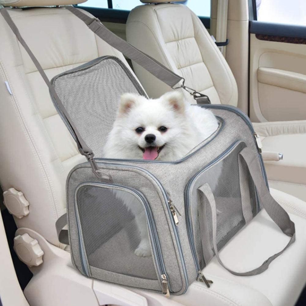 Foldable Travel Pet Carrier Bag Portable Cat Dog Kennel Bag Grey - S - view 2