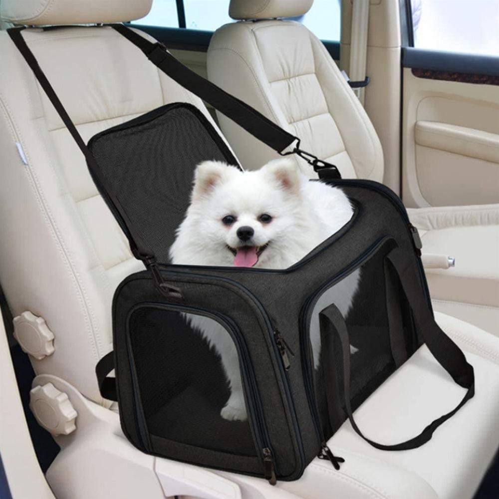 Foldable Travel Pet Carrier Bag Portable Cat Dog Kennel Bag Black - S - view 2