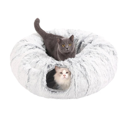 Plush Cat Tunnel with Cat Bed Pet Cat Tunnel Toys Gray - view 6