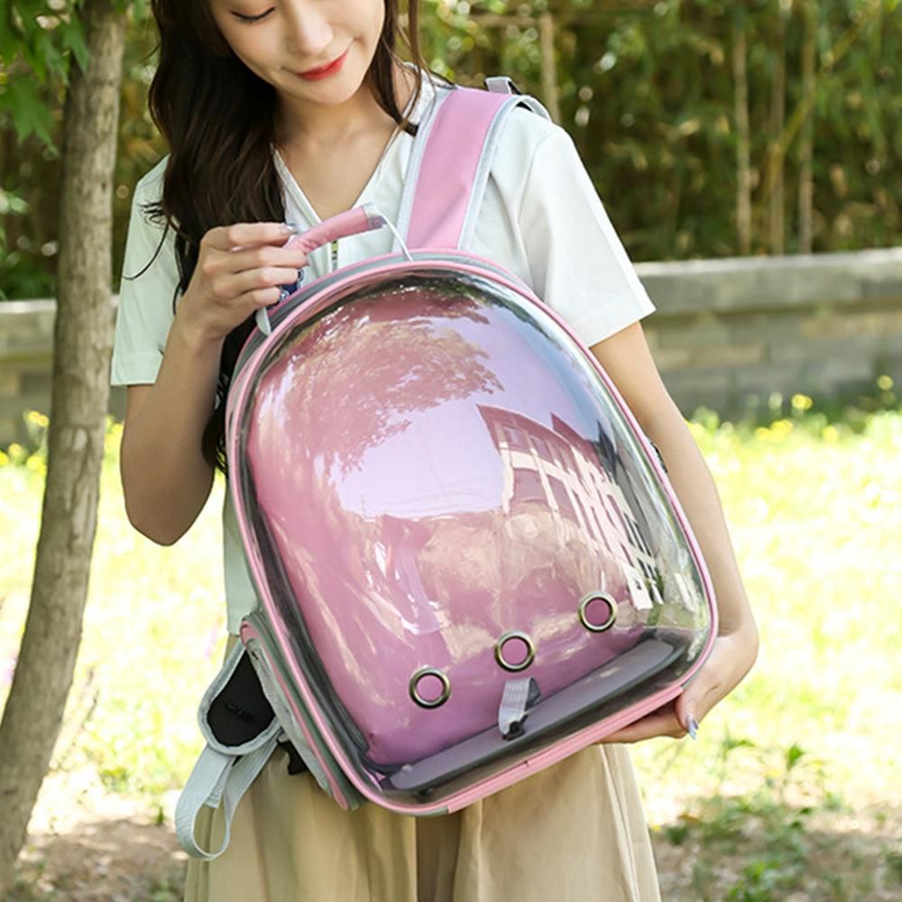 Expandable Travel Cat Backpack Carrier Polarized Tinted Bubble Window Pet Backpack Pink - view 3