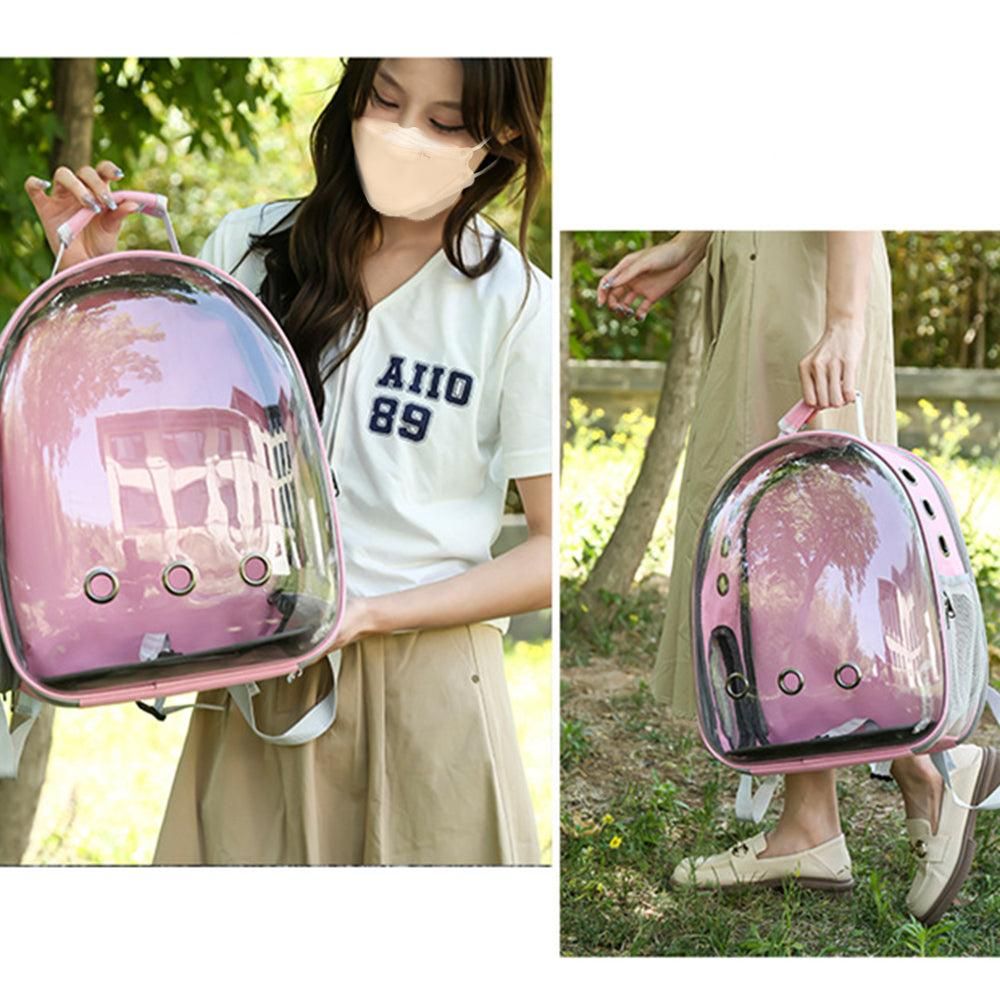 Expandable Travel Cat Backpack Carrier Polarized Tinted Bubble Window Pet Backpack Pink - view 4