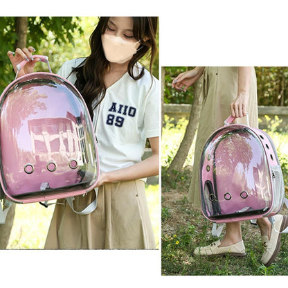 Expandable Travel Cat Backpack Carrier Polarized Tinted Bubble Window Pet Backpack Pink - view 4