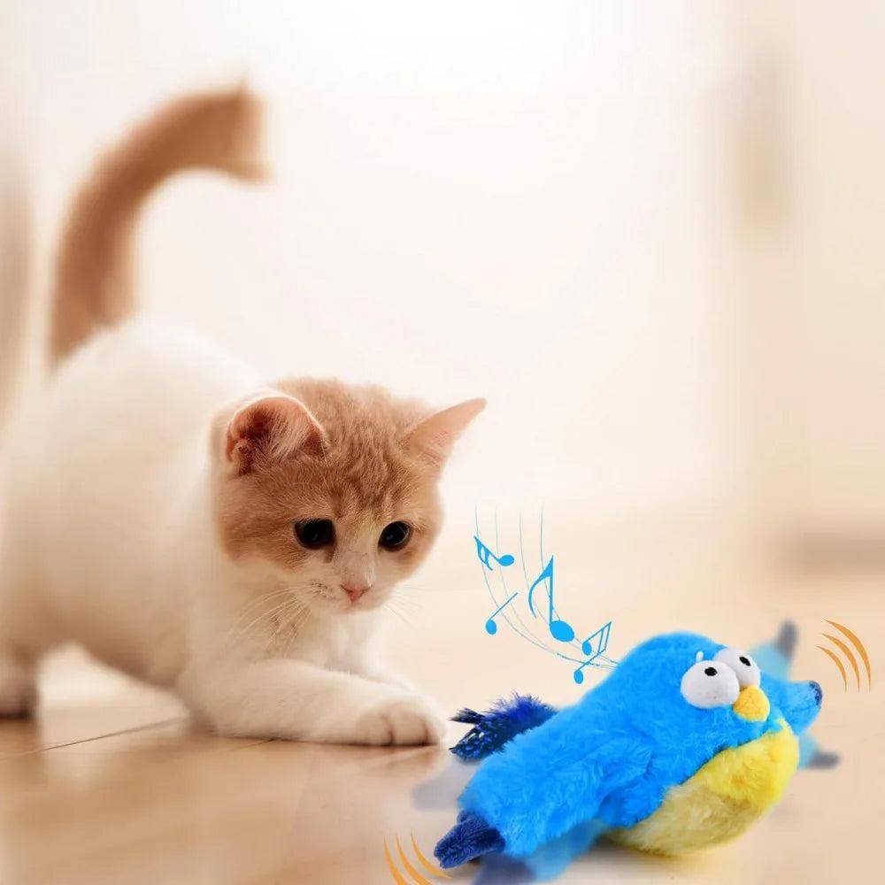 Cat Squeaky Toys Rechargeable Interactive Cat Toy Touch Activated Kitten Plush Pet Toys Blue - view 5