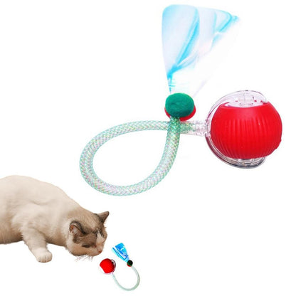Interactive Cat Toy Moving Cat Ball with Dragonfly Tail Indoor Auto-Turn Cat Toy Green - view 6