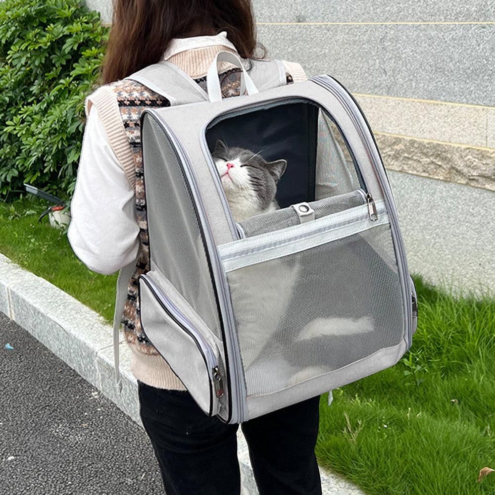 Travel Pet Cat Carrier Backpack Portable Breathable Outdoor Grey - view 3