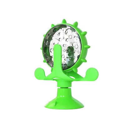 Interactive Pet Treats Dispenser Toy 360 Degrees Rotating Windmill Toy Slow Dog Cat Feeder Green - view 3
