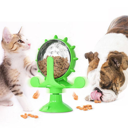 Interactive Pet Treats Dispenser Toy 360 Degrees Rotating Windmill Toy Slow Dog Cat Feeder Green - view 4