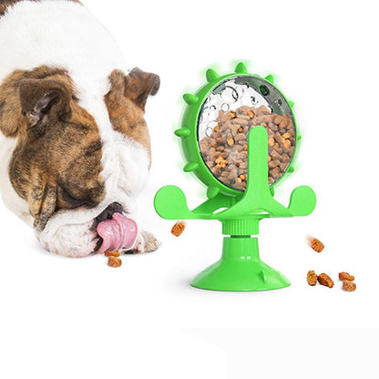 Interactive Pet Treats Dispenser Toy 360 Degrees Rotating Windmill Toy Slow Dog Cat Feeder Green - view 5