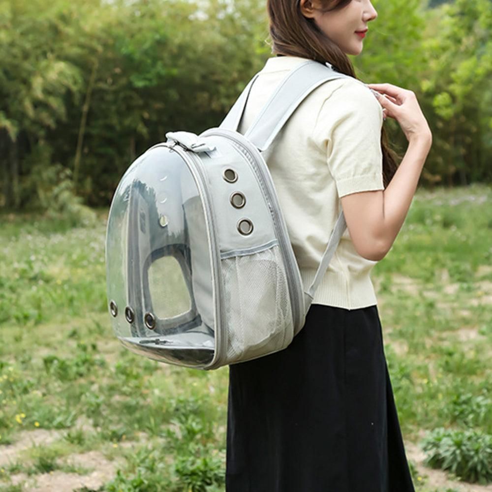 Expandable Travel Cat Backpack Carrier Polarized Tinted Bubble Window Pet Backpack Grey - view 6