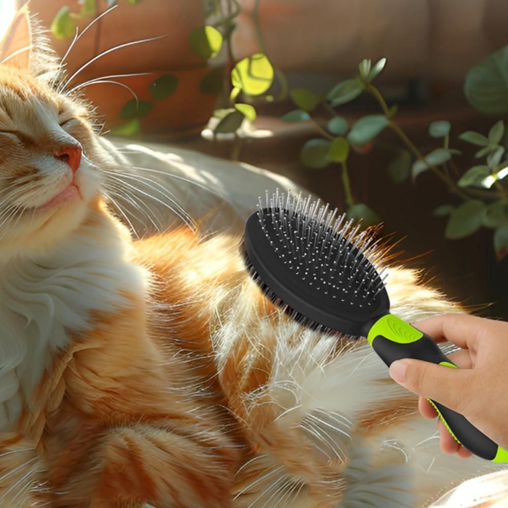2PCS Pet Grooming Brushes Deshedding Bath Brush for Dogs Cats & Horses Green - view 2