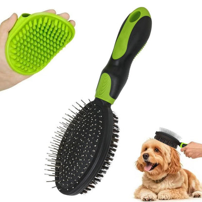 2PCS Pet Grooming Brushes Deshedding Bath Brush for Dogs Cats & Horses Green - view 4
