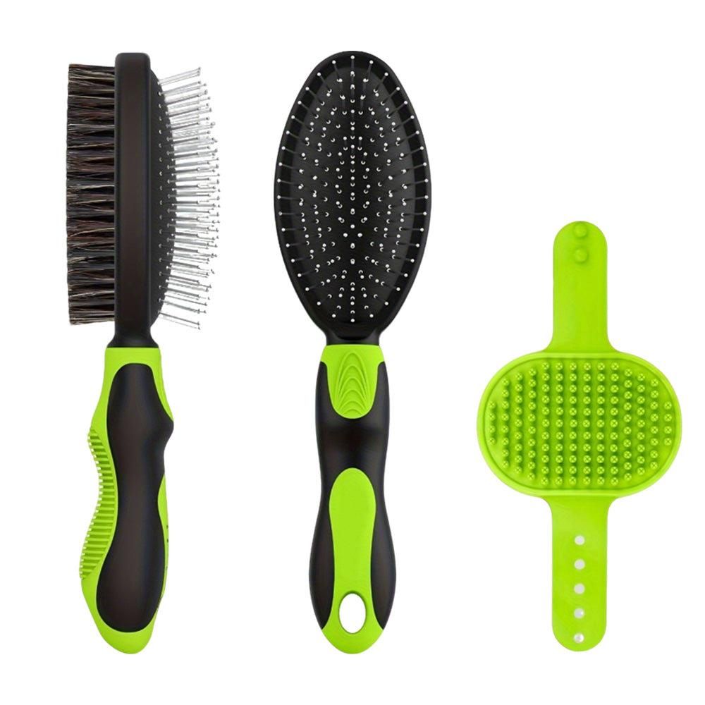 2PCS Pet Grooming Brushes Deshedding Bath Brush for Dogs Cats & Horses Green - view 5