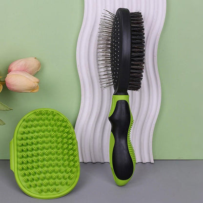 2PCS Pet Grooming Brushes Deshedding Bath Brush for Dogs Cats & Horses Green - view 6