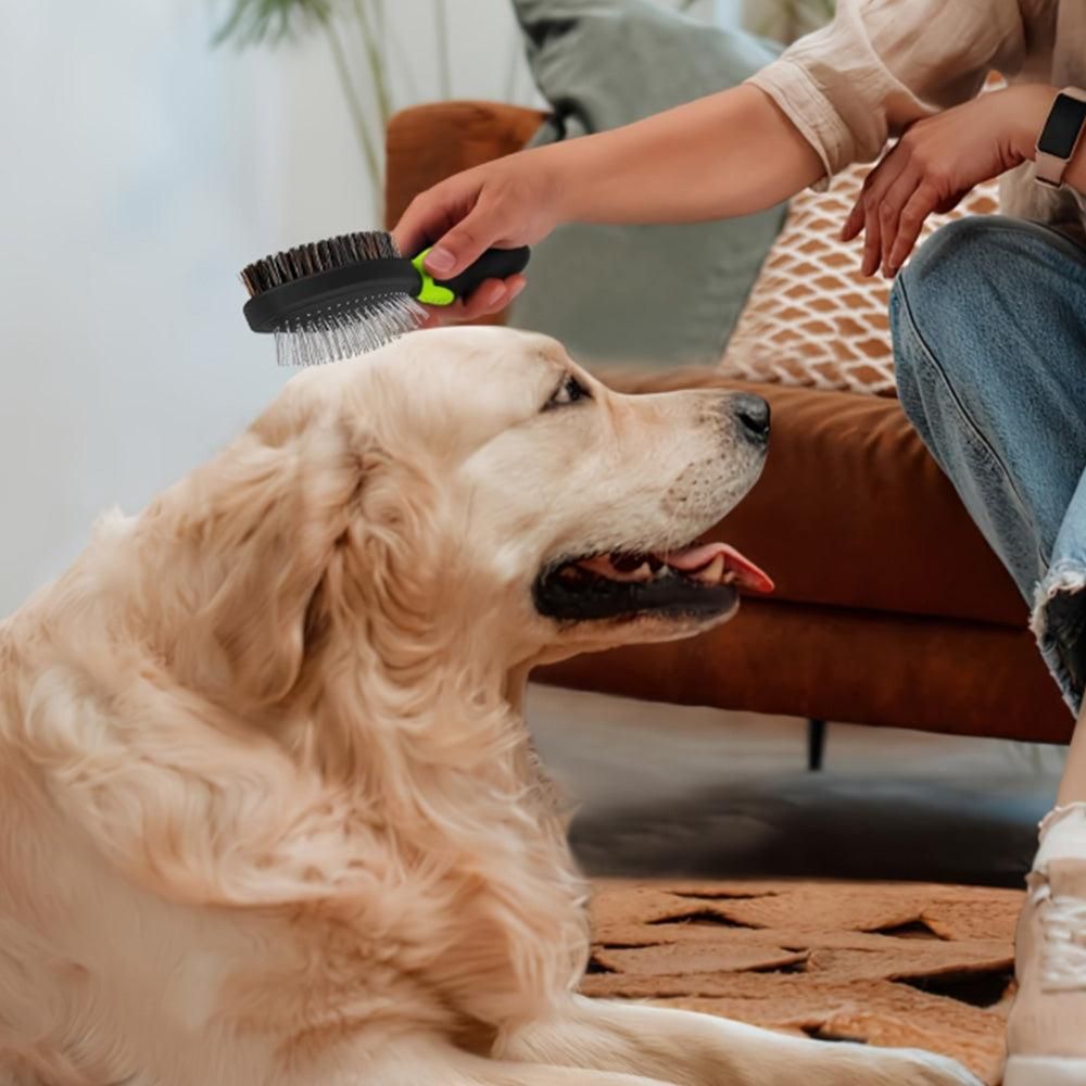 2PCS Pet Grooming Brushes Deshedding Bath Brush for Dogs Cats & Horses Green - view 7