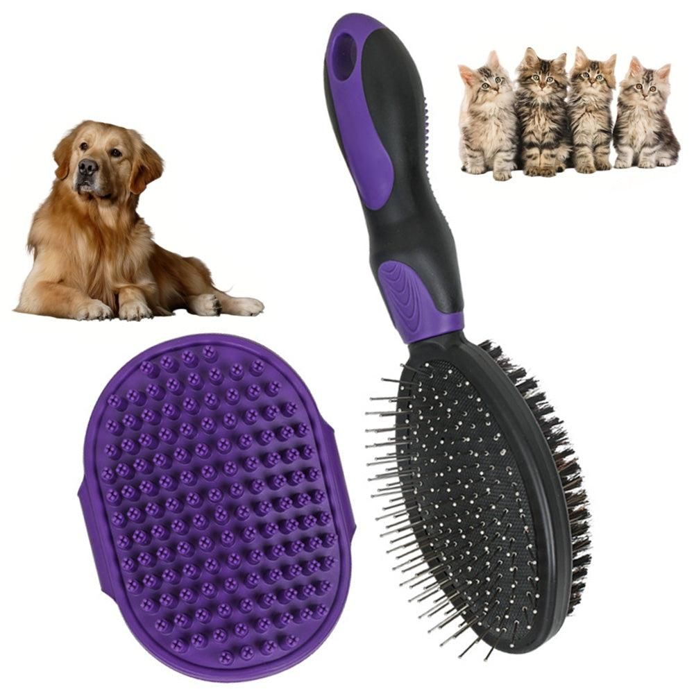 2PCS Pet Grooming Brushes Deshedding Bath Brush for Dogs Cats & Horses Green - view 9