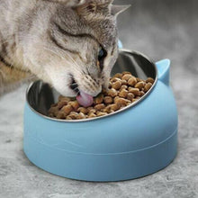 400ml Stainless Steel Tilted Pet Bowl - Non-Slip Raised Feeder for Cats & Dogs Blue - view 2