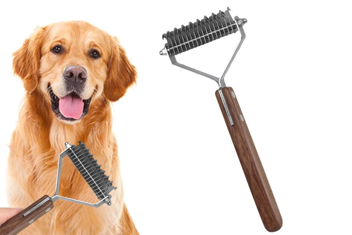Large 2-Sided Undercoat Rake for Dogs & Cats Pet Grooming Dematting Brush - view 9