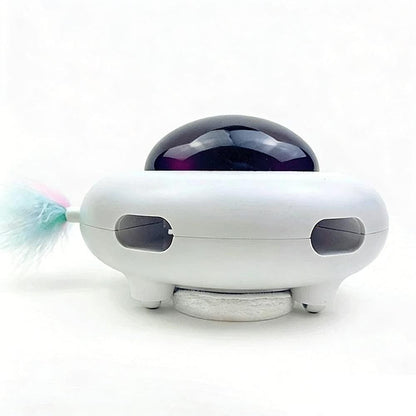 Automatic Electric Cat Toy with Feather Wand USB Rechargeable UFO - view 2