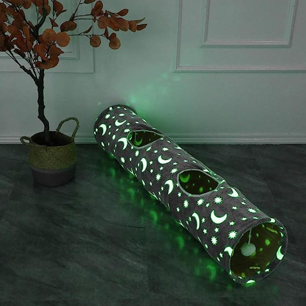 Pet Cat Tunnel Toy with Plush Ball Collapsible Self-Luminous Photoluminescence Toy for Small Animals Pets Style 2 - view 4