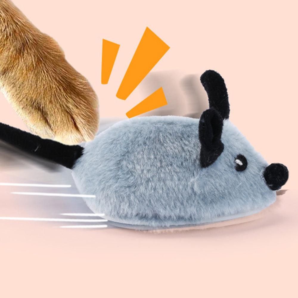 Squeaky Escaping Mouse Toy Light-up Auto Moving Rechargeable Interactive Cat Toy Grey - view 2