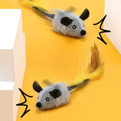 Squeaky Escaping Mouse Toy Light-up Auto Moving Rechargeable Interactive Cat Toy Grey - view 3