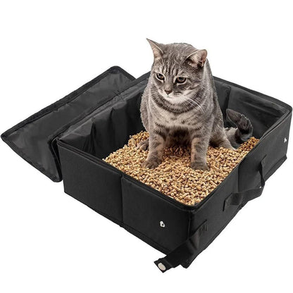 Portable Foldable Cat Travel Litter Box - Waterproof & Easy to Clean Black - view 3