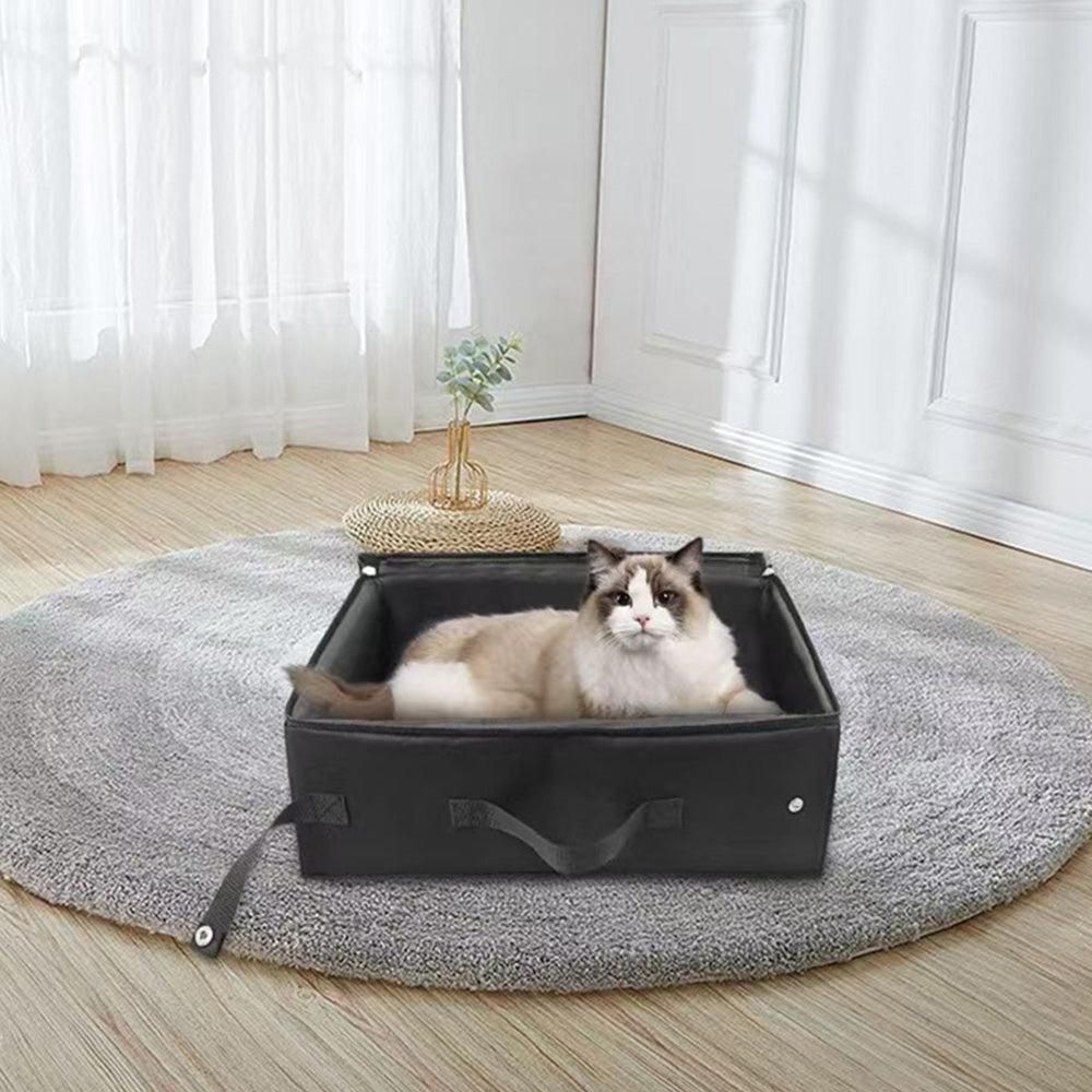 Portable Foldable Cat Travel Litter Box - Waterproof & Easy to Clean Black - view 6
