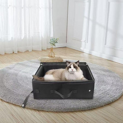 Portable Foldable Cat Travel Litter Box - Waterproof & Easy to Clean Black - view 6