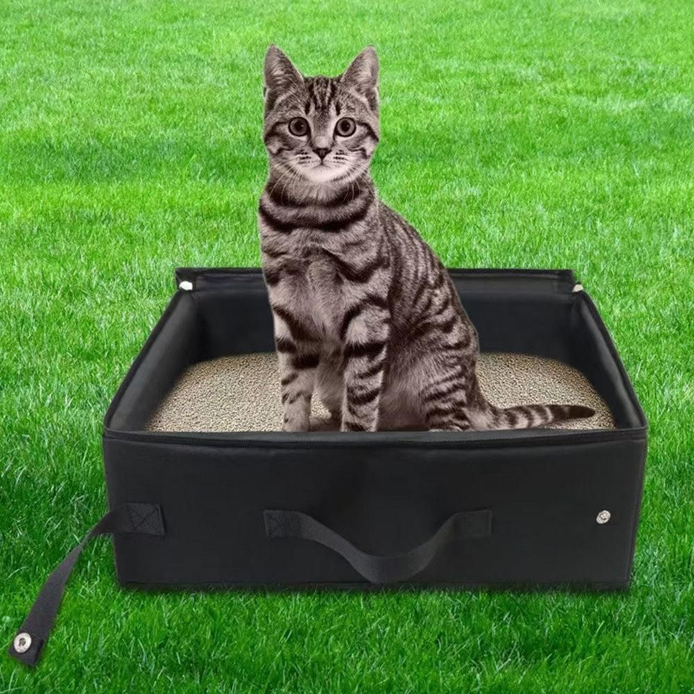 Portable Foldable Cat Travel Litter Box - Waterproof & Easy to Clean Black - view 8