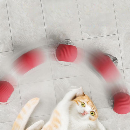 Interactive Cat Toy Moving Cat Ball with Dragonfly Tail Indoor Auto-Turn Cat Toy Red - view 5