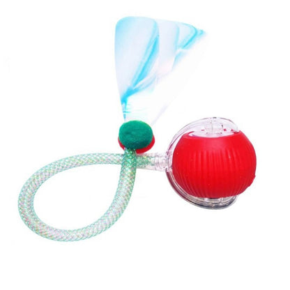 Interactive Cat Toy Moving Cat Ball with Dragonfly Tail Indoor Auto-Turn Cat Toy Red - view 7
