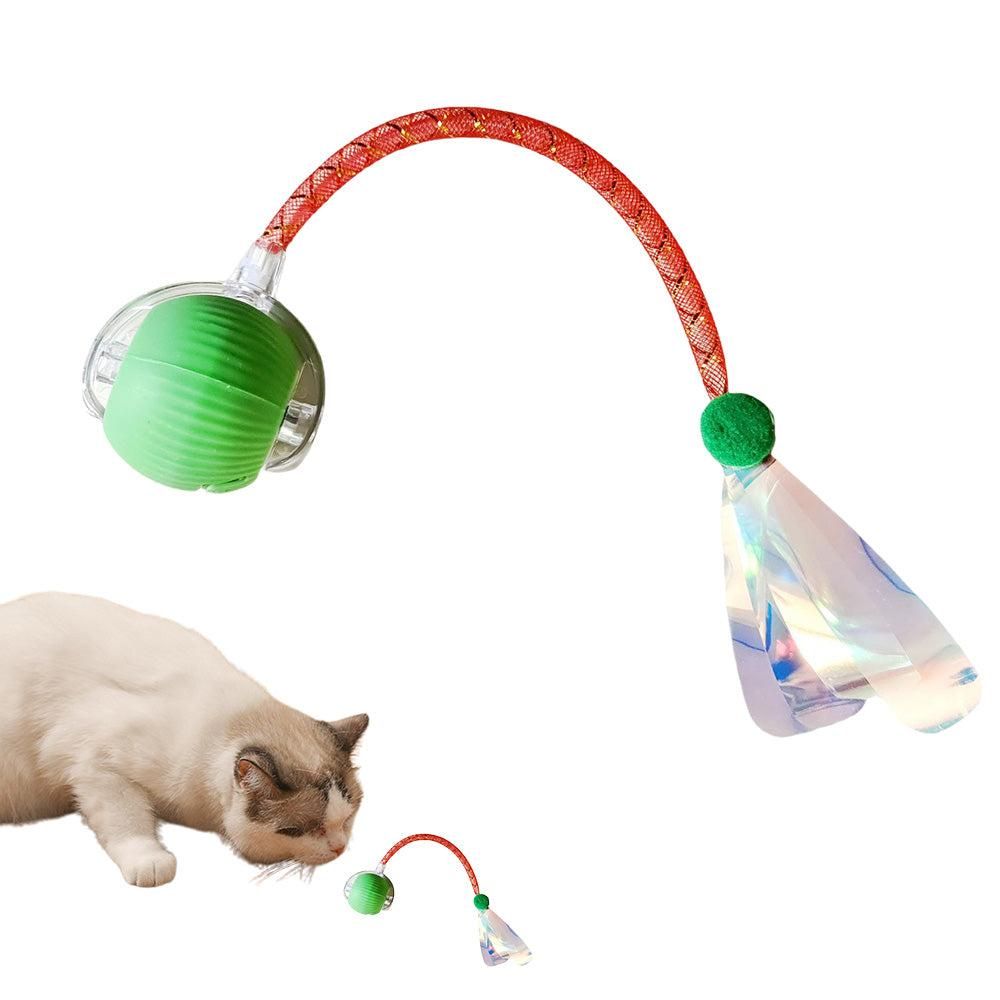 Interactive Cat Toy Moving Cat Ball with Dragonfly Tail Indoor Auto-Turn Cat Toy Red - view 9