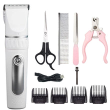 Electric Dog Cat Grooming Kit Cordless Pet Hair Shaver Scissors Clippers Trimmer White