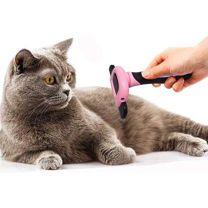 Pet Dog Cat Grooming Comb Brush Hair Remover Deshedding Tool Pink - view 2