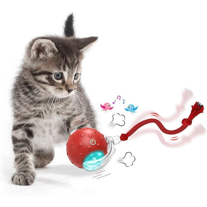 Motion Activate Interactive Cat Toy Rechargeable Smart Rolling Ball with Rope Red - view 5