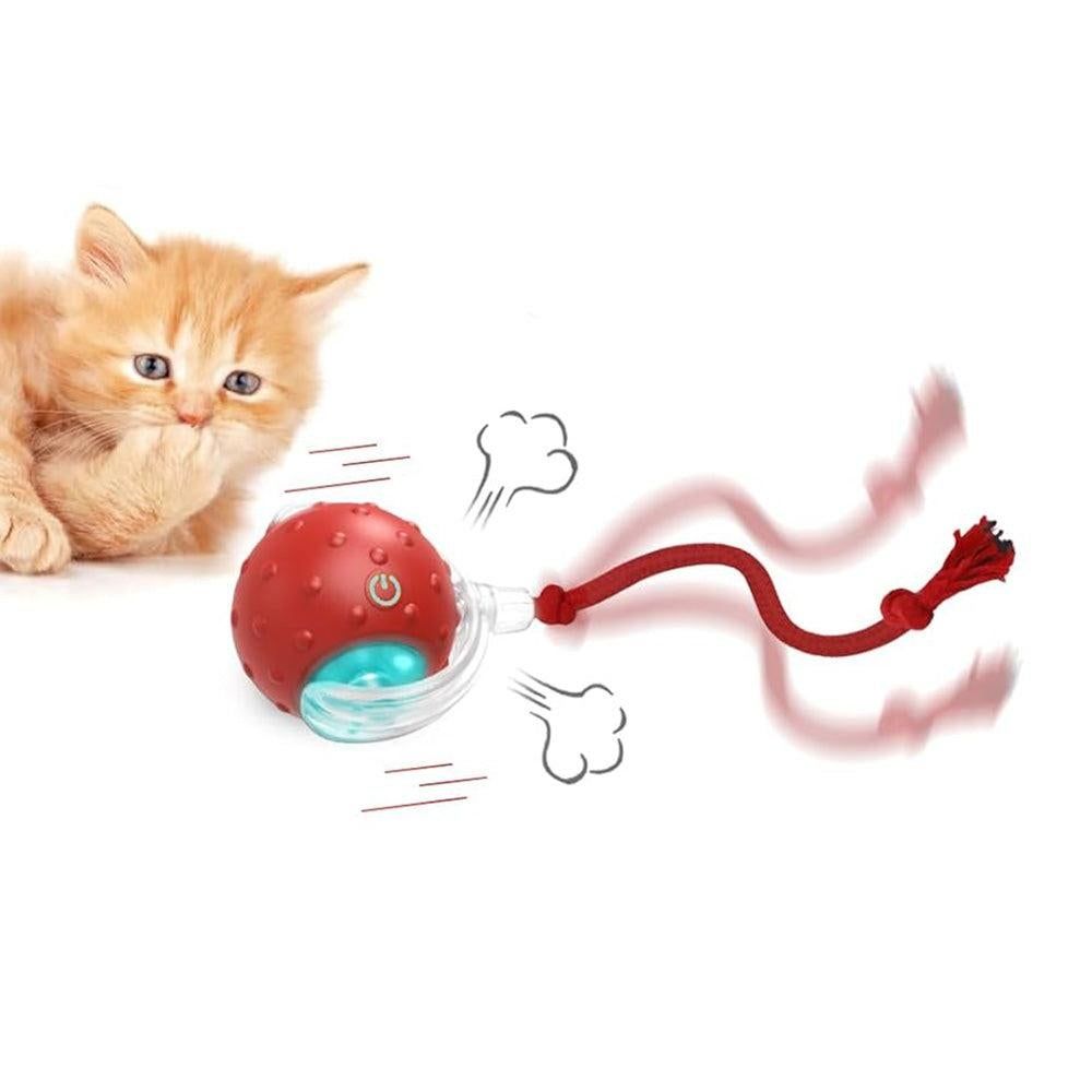 Motion Activate Interactive Cat Toy Rechargeable Smart Rolling Ball with Rope Red - view 6