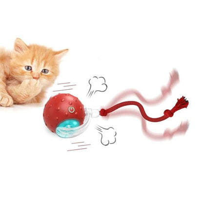 Motion Activate Interactive Cat Toy Rechargeable Smart Rolling Ball with Rope Red - view 6