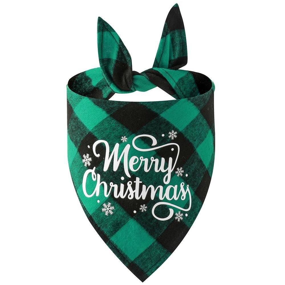 Christmas Pet Triangle Scarf Dog Bandana Pet Wearable Accessories Red Grid - Santa Claus - view 5