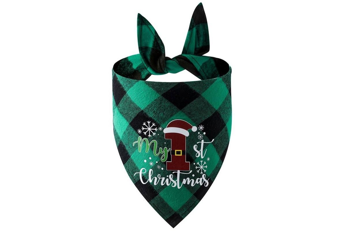Christmas Pet Triangle Scarf Dog Bandana Pet Wearable Accessories Red Grid - Santa Claus - view 7