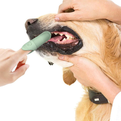 Silicone Pet Finger Toothbrush - Daily Teeth Cleaning for Cats and Dogs Green - view 2