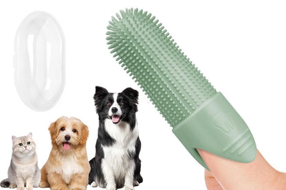 Silicone Pet Finger Toothbrush - Daily Teeth Cleaning for Cats and Dogs Green - view 7