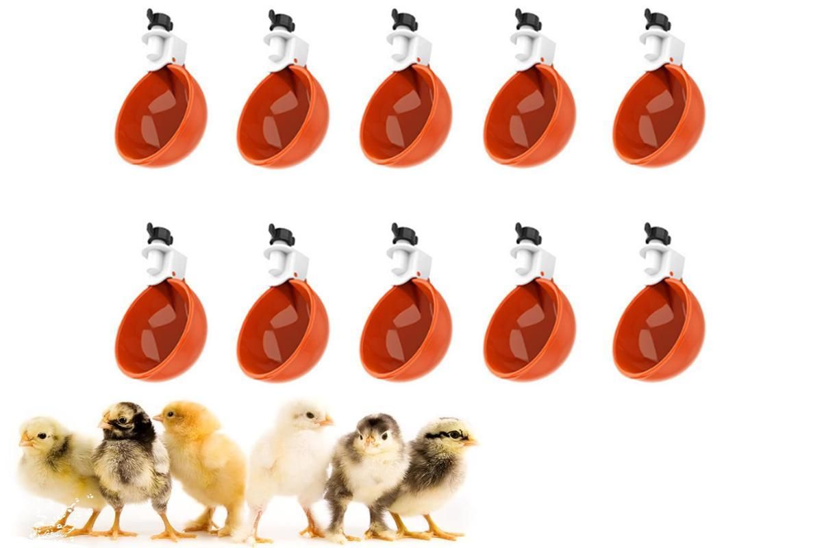 10Pcs Chicken Water Cup Feeder Automatic Drinking Bowl Poultry Cup-Orange - view 7
