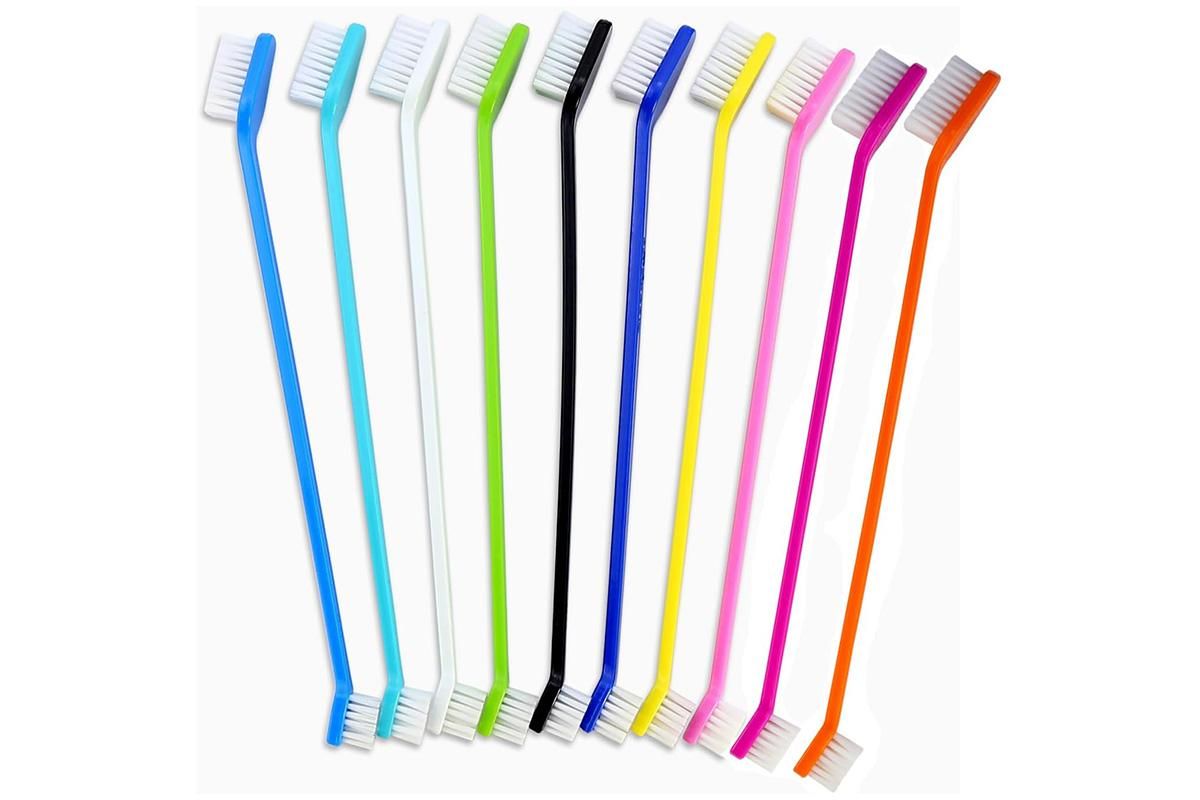 10 Pcs Pet Toothbrush Dual-End Long Handle for Dogs Cats - view 2