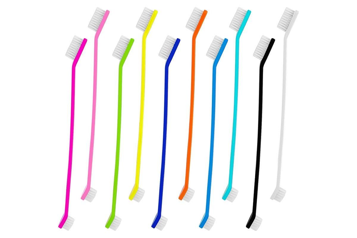 10 Pcs Pet Toothbrush Dual-End Long Handle for Dogs Cats - view 3