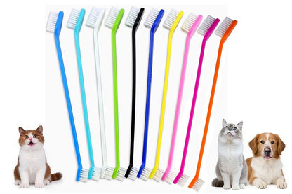 10 Pcs Pet Toothbrush Dual-End Long Handle for Dogs Cats - view 10