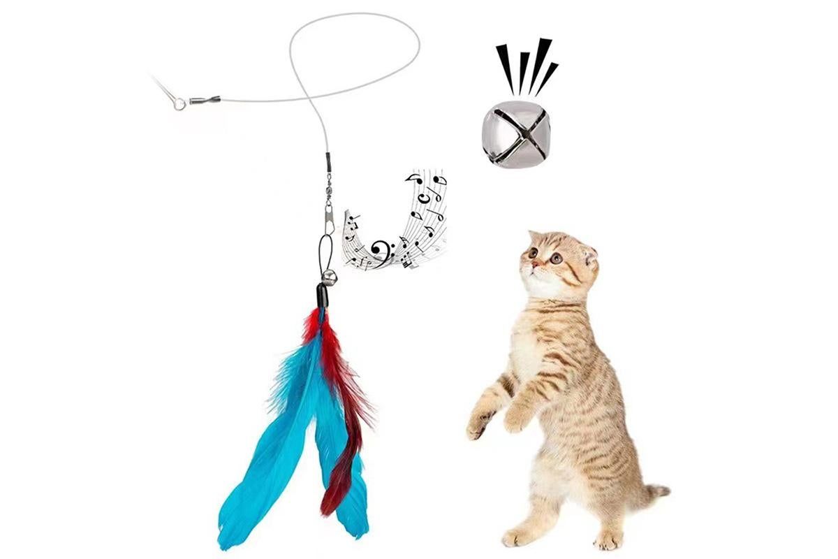 12Pcs Kitten Cat Feather Toy Bell Wand Teaser Rod Interactive Play Pet Toy - view 3