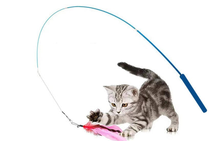 12Pcs Kitten Cat Feather Toy Bell Wand Teaser Rod Interactive Play Pet Toy - view 4