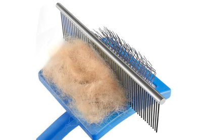 2Pcs Dog Slicker Brush & Comb Set for Grooming Detangling & Hair Removal-Blue - view 3