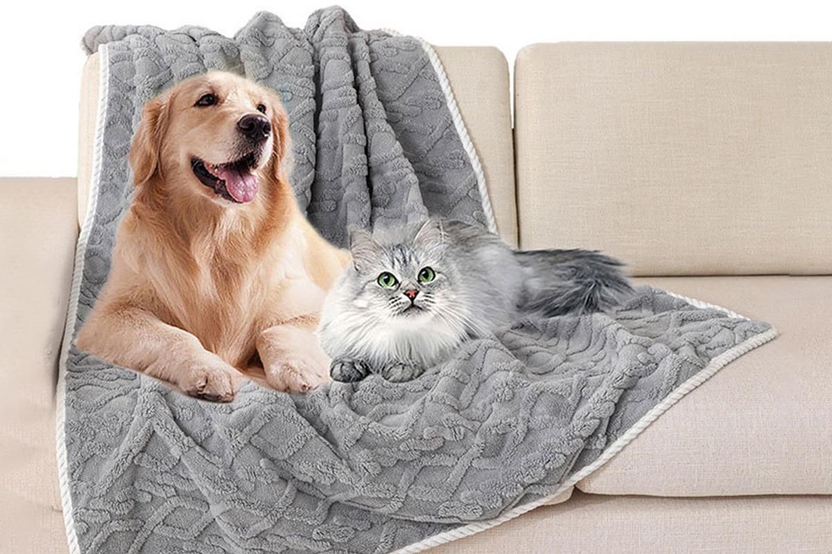 2pcs Pet Blanket for Couch Protection Water Resistance Cats Dogs Blanket for Furniture Protector-Grey S - view 6