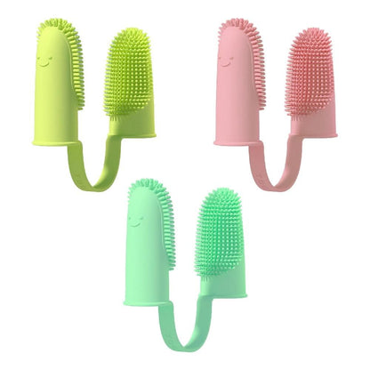 3Pcs Dog Toothbrush Double Finger Silicone Tooth Brushing Kit for Pet Dental Care - view 2